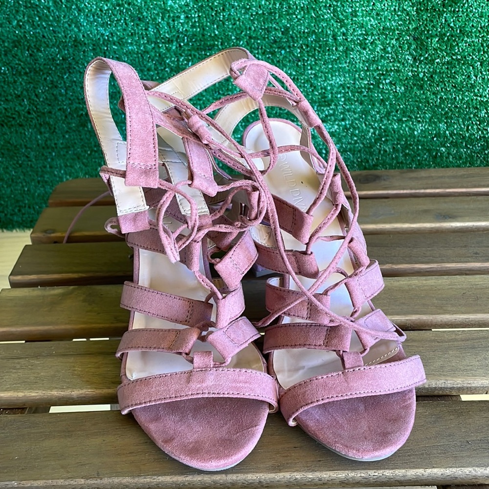 Light pink tie up heels
